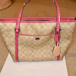 Coach Beige and Pink Tote Bag